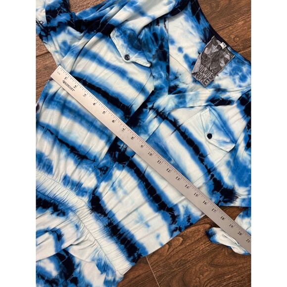 WOMENS YOUNG FABULOUS & BROKE BLUE TIE DYE LONG SLEEVE STRETCH KNIT ROMPER XS - Picture 8 of 12